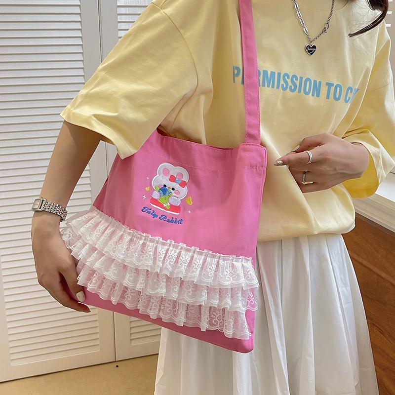 【ลดล้างสต๊อก】miss bag fshion กระเป๋าผ้าใบ ผู้หญิง  น่ารักๆ นักเรียน แบบ ถือ D-1461