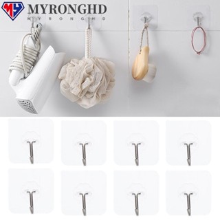 Myronghd ตะขอแขวนเครื่องครัว แบบใส ไม่ต้องเจาะรู มีกาวในตัว 6 ชิ้น