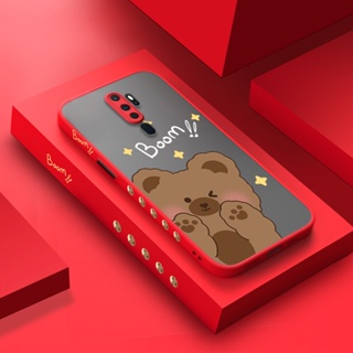 สําหรับ OPPO A5 2020 A9 2020 เคสการ์ตูน หมีน้อยน่ารัก ดีไซน์ใหม่ ฝ้า แข็ง เคสโทรศัพท์ ซิลิโคนนิ่ม กันกระแทก ลายเคส