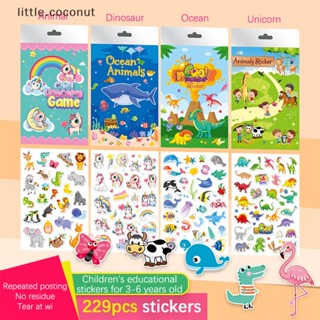 [little.coconut] หนังสือสติกเกอร์ ลายการ์ตูนสัตว์ ไดโนเสาร์ ยูนิคอร์น ใช้ซ้ําได้ DIY ของเล่นเสริมการเรียนรู้ สําหรับเด็ก