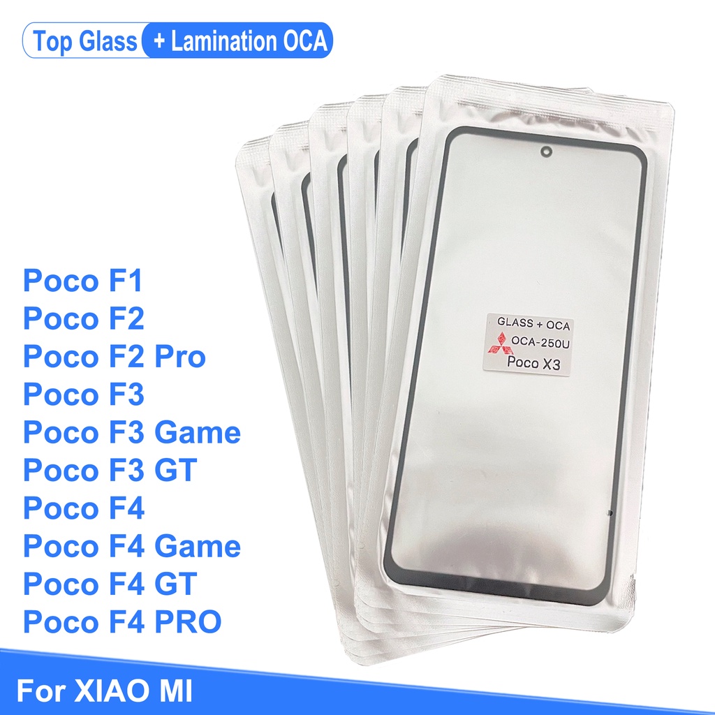 หน้าจอสัมผัส พร้อมกาว OCA แบบเปลี่ยน สําหรับ XIAOMI Poco F1 F2 F3 F4 GT Pro Game LCD Outer Lens