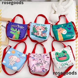 Rosegoods1 กระเป๋าสะพายไหล่ กระเป๋าถือ ผ้าแคนวาส ลายการ์ตูน สีแดง สามารถปรับได้ เหมาะกับการเดินทาง