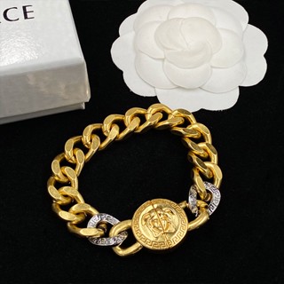 Versace สร้อยข้อมือโซ่ Medusa หรูหรา สไตล์ยุโรป อเมริกัน พรีเมี่ยม สีทอง สีเงิน สําหรับทุกเพศ