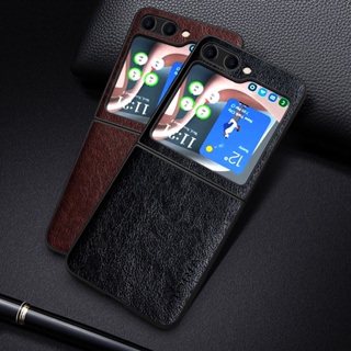 เคสโทรศัพท์มือถือหนัง PC นิ่ม แข็ง หรูหรา สีพื้น สําหรับ samsung galaxy z Flip5 galaxy z flip 5