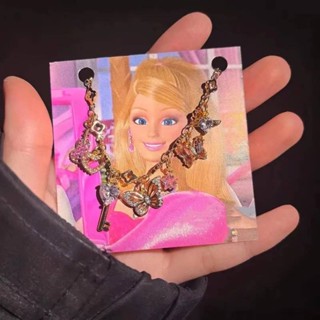 Eul The Barbie Diaries สร้อยข้อมือ ประดับเพทาย รูปผีเสื้อ สีชมพู น่ารัก แฟชั่นสําหรับผู้หญิง