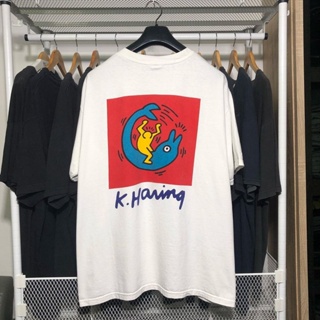 เสื้อยืดแขนสั้น พิมพ์ลาย Keith Haring Keith Haring สไตล์วินเทจ เรียบง่าย สําหรับคู่รัก