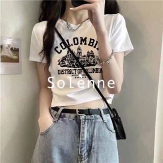 Solenne  เสื้อครอป เสื้อยืดผู้หญิง ครอป baby tee สาวเรโทร 2023 NEW Style Trendy Beautiful ทันสมัย ทันสมัย A99J51E 36Z230909