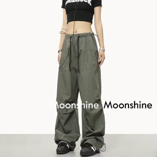 Moon  กางเกงขายาว คาร์โก้ กางเกง เชือกอเมริกันคลาสิค Cargo pants 2023 NEW 072905 Chic ins สบาย Unique A90M06W 36Z230909