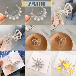 Zaijie24 กิ๊บติดผมแฟชั่น ลายดอกไม้ ประดับมุก พลอยเทียม โบว์