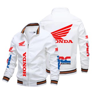 HONDA HRC LOGO baseball uniform car shop custom work clothes CB650R CBR1000RR ADV150 CBR600RR outdoor riding stand collar large size long-sleeved sweater Aviator Jacket