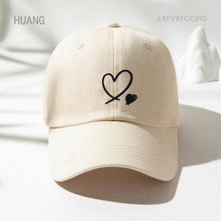 Amymoons หมวกเบสบอล กันแดด ปักลายหัวใจคู่ สําหรับผู้ชาย และผู้หญิง