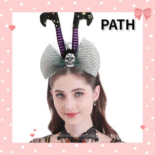 Path ที่คาดผมคอสเพลย์ รูปหัวกะโหลก แม่มด ประดับขนนก แฟชั่น สําหรับปาร์ตี้ฮาโลวีน