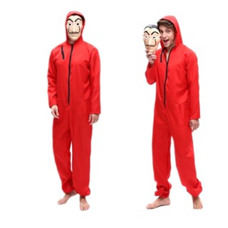 พร้อมส่ง!! ชุดนักโทษ+หน้ากากฟรี ทรชนคนปล้นโลก La casa de papel Dali mask jump suit dali money heist