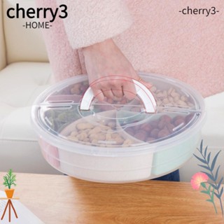 Cherry3 กล่องแบ่งผลไม้ PET+PP ทรงกลม ถอดออกได้ 5 ช่อง พร้อมฝาปิด สําหรับเสิร์ฟอาหาร ขนม ถั่ว ลูกอม แครกเกอร์ ชิป