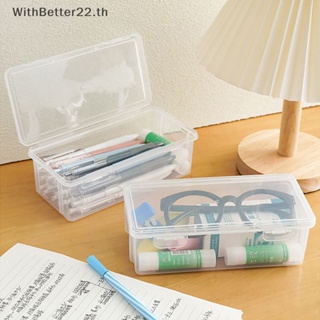 Withbetter กล่องดินสอพลาสติกใส ความจุขนาดใหญ่ วางซ้อนกันได้ สําหรับออฟฟิศ 1 ชิ้น