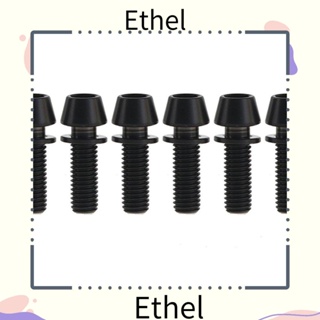 Ethel1 สกรูไทเทเนียมอัลลอย หัวเรียว สีดํา น้ําหนักเบา M5*20 มม. 6 ชิ้น