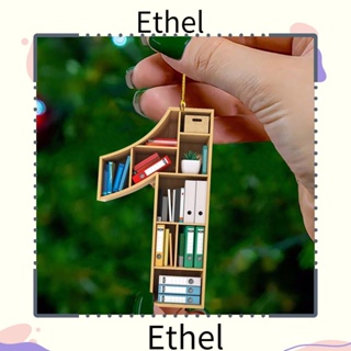 Ethel1 จี้อะคริลิค รูปชั้นวางหนังสือ ของขวัญคริสต์มาส สําหรับตกแต่งรถยนต์