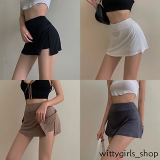 Wittygirls_shop | กระโปรงสั้น เอวสูง ทรงเอ เซ็กซี่ สไตล์สปอร์ต สําหรับผู้หญิง