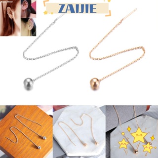 Zaijie24 ต่างหูสนเข็ม เครื่องประดับ ห้อยกระดูกอ่อน เกลียวเจาะ ต่างหูบาร์