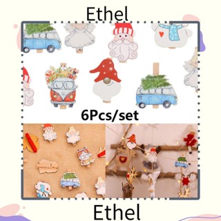 Ethel1 คลิปหนีบกระดาษ รูปกวาง หิมะ เกล็ดหิมะ สําหรับตกแต่งปาร์ตี้คริสต์มาส 6 ชิ้น ต่อชุด