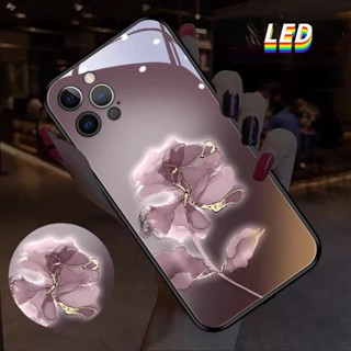 Mg เคสโทรศัพท์มือถือ ลายดอกไม้สีชมพู มีไฟ LED สําหรับ iPhone 15 15Ultra 15plus 15pro 14Promax 14plus 13Promax 12ProMax 7 8plus XR XS X XSMAX 11ProMax 11pro