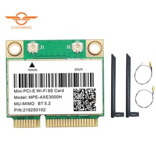 Mpe-axe3000h การ์ด WiFi พร้อมเสาอากาศคู่ WiFi 6E 2400Mbps Mini PCI-E สําหรับการ์ดเครือข่าย BT 5.2 802.11AX 2.4G 5G 6Ghz