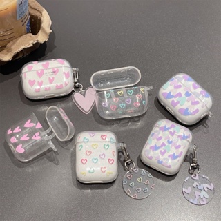 เคสหูฟังบลูทูธไร้สาย TPU ลายหัวใจ พร้อมจี้ห้อย สําหรับ Airpods pro 1 2 3 pro2