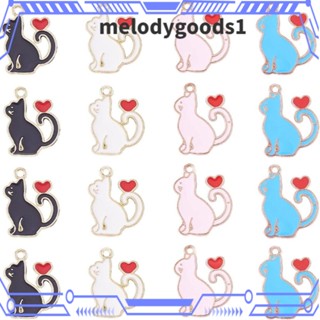 Melodygoods1 ต่างหู อัลลอย ทองเหลือง รูปแมวน้อยน่ารัก แฮนด์เมด สีดํา