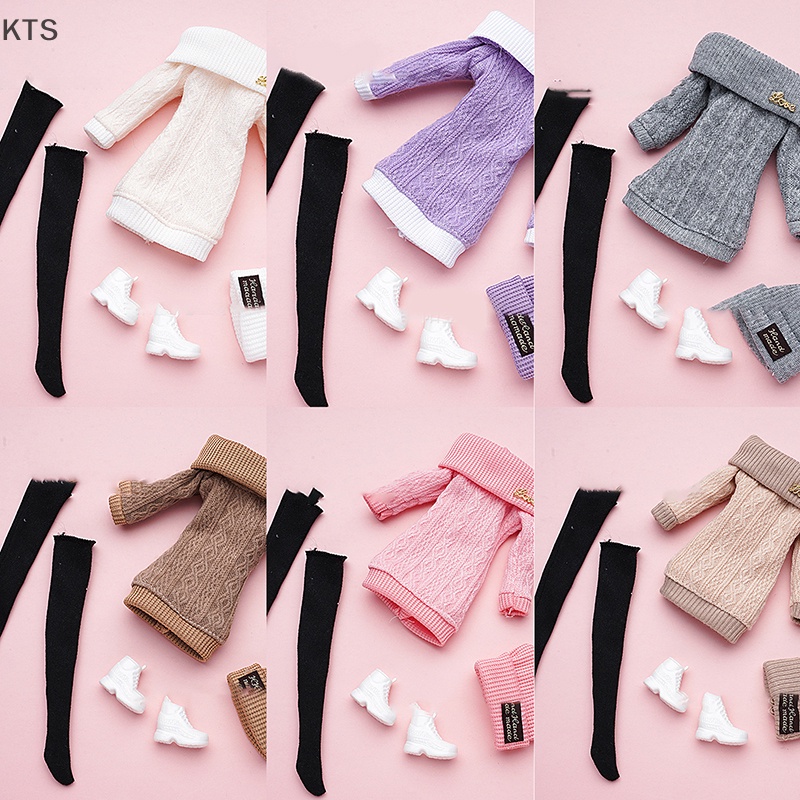 Kts ชุดเสื้อกันหนาว หมวก ถุงน่อง สําหรับตุ๊กตา 30 ซม. 1 ชุด