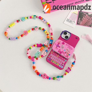 Oceanmapdz สายคล้องโทรศัพท์มือถือ แบบคลิปหนีบ ถอดออกได้ พร้อมกระจก สําหรับตกแต่งตุ๊กตาบาร์บี้