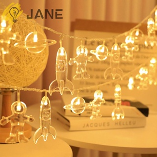 Jane สายไฟ LED รูปนักบินอวกาศ PVC ใช้แบตเตอรี่ กันน้ํา ประหยัดพลังงาน สําหรับตกแต่งสวน ห้องนอน