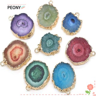 Peonypavilion จี้หินอาเกตธรรมชาติ สีฟ้า กุหลาบ ขาว เขียว แดง เครื่องประดับ