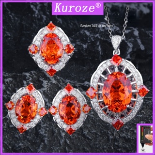 Kuroze หรูหรา ทับทิม แหวน สร้อยคอ แฟชั่น แฟนต้า สีเพชร จี้ แหวน เครื่องประดับที่ดี