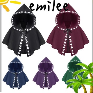 Emilee เสื้อคลุมคอสเพลย์ มีฮู้ด สีพื้น สไตล์เรโทร สําหรับผู้ชาย และผู้หญิง