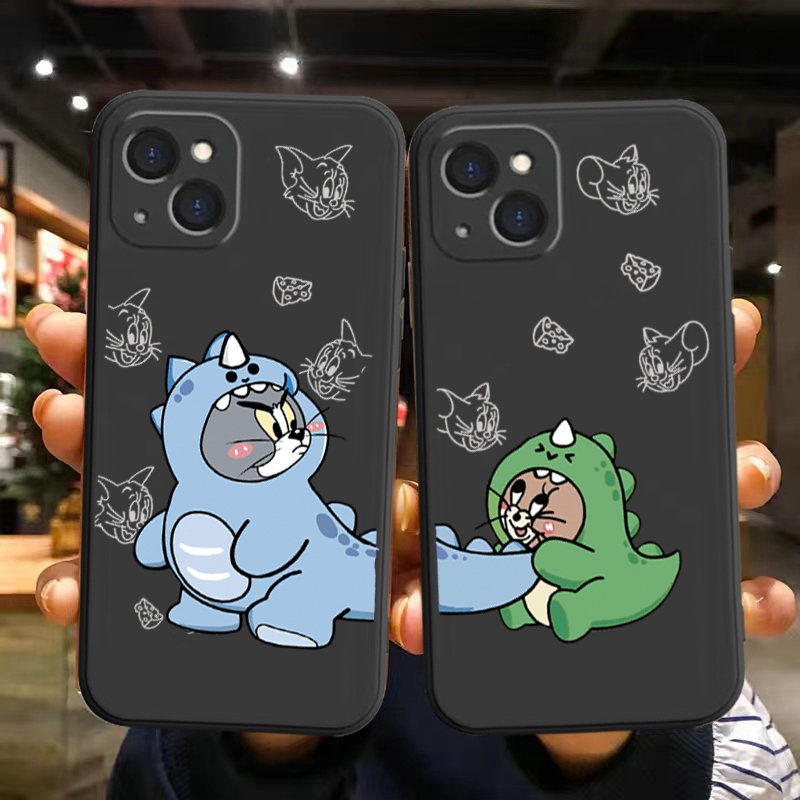 SF| เคส สำหรับ Samsung Galaxy Note 8 9 10 20 S10 Lite S20 S21 S22 S23 FE Plus Ultra Soft Couple Funny Cat Mouse Handphone Case