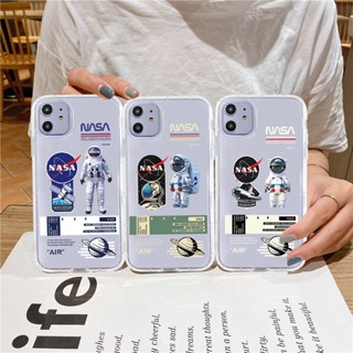 เคสโทรศัพท์มือถือ TPU ใส ลายนักบินอวกาศ USA NASA สําหรับ IPhone 11 12 13 14 Pro Max 7 8 Plus X XS XR XSMAX 11Pro 12Pro 13Pro 14Pro 14Plus QMY