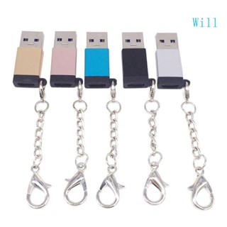 Will อะแดปเตอร์เชื่อมต่อ Type C ตัวเมีย เป็น USB ตัวผู้ อะลูมิเนียมอัลลอย ทนทาน แบบเปลี่ยน พร้อมพวงกุญแจ