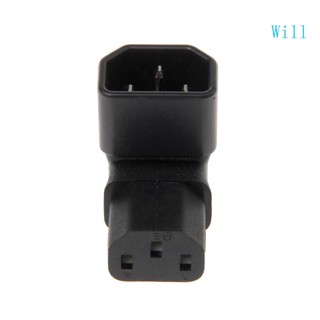 Will IEC 320 C14 Male To C13 Female 3-Pin UP Angled อะแดปเตอร์แปลงปลั๊กไฟ AC