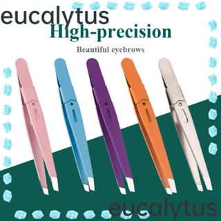 Eucalytus1 แหนบคีบคิ้ว สเตนเลส หลากสี แบบมืออาชีพ ดูแลผิวหน้า ต่อขนตา คิ้วเอียง สําหรับผู้หญิง และผู้ชาย 2 ชิ้น