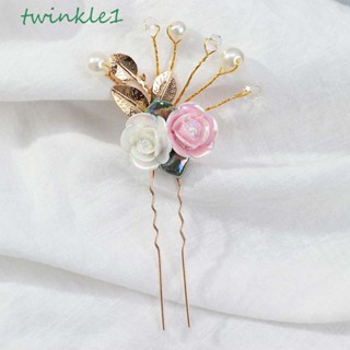 Twinkle1 กิ๊บติดผม เซรามิค ประดับคริสตัล สไตล์โบราณ แฟชั่นฮั่นฝู สําหรับเด็กผู้หญิง