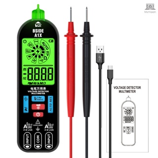 BSIDE Handheld Digital Multimeter Electric Test Pen Professional Voltage Resistance Diode Tester Live Wire Recognition Meter with Automatic Shutdown and Flashlight Function Black