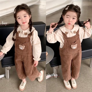 MAX BABY🐰พร้อมส่ง🐰ชุดเซ็ทเอียมกางเกง+เสื้อแขนยาว ชุดเอี๊ยมเด็กผู้หญิง(869)