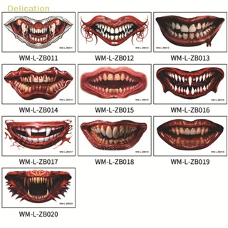 [Delication] สติกเกอร์รอยสักชั่วคราว ลาย Happy Halloween Scar Lips Smile Flash กันน้ํา สําหรับผู้ชาย ผู้หญิง