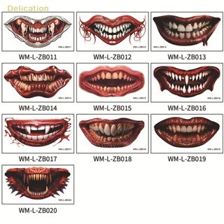 [Delication] สติกเกอร์รอยสักชั่วคราว ลาย Happy Halloween Scar Lips Smile Flash กันน้ํา สําหรับผู้ชาย ผู้หญิง