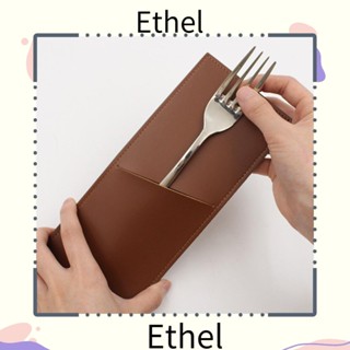 Ethel1 กระเป๋าหนัง ทรงสี่เหลี่ยมผืนผ้า จุของได้เยอะ แบบพกพา สําหรับใส่ช้อนส้อม