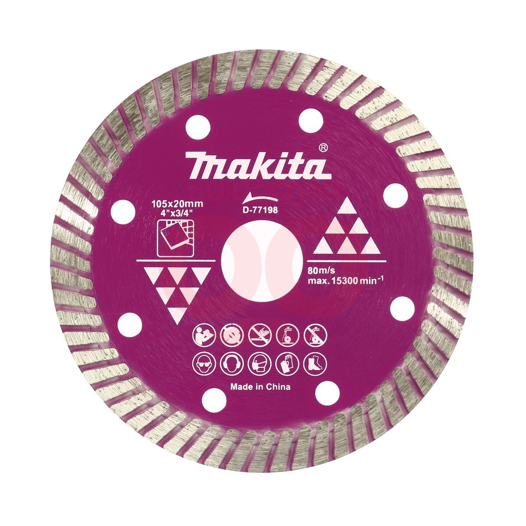 MAKITA ใบตัดเพชรแบบบาง ขนาด 4 นิ้ว (105มม.) รุ่น D-77198 สำหรับตัดกระเบื้อง (มากีต้า)