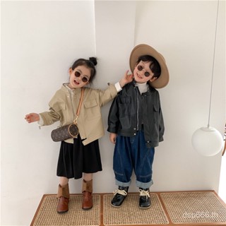 Childrens leather coat 2023 Autumn New Korean style boys and girls motorcycle leather coat baby PU leather jacket jacket fashionable WR7Y