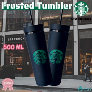 Frosted Starbucks Tumbler Water Bottle Double-Layer Outdoor Water Drinking Cup Water Bottle Candy Color Straw Cup Water Cup 500 Ml TH1