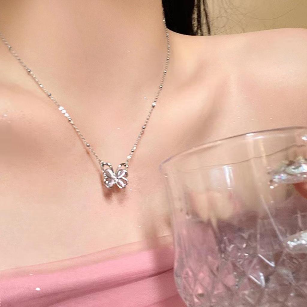 สร้อยคอโซ่ จี้คริสตัล รูปผีเสื้อ เครื่องประดับ ของขวัญวันเกิด แบบสร้างสรรค์ สําหรับผู้หญิง และเด็กผู้หญิง