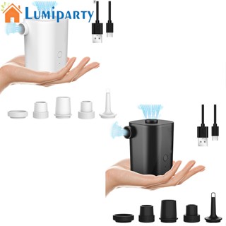 Lumiparty เครื่องปั๊มลมไฟฟ้า ขนาดเล็ก แบบพกพา ชาร์จ Usb สําหรับห่วงยางว่ายน้ํา เรือเป่าลม